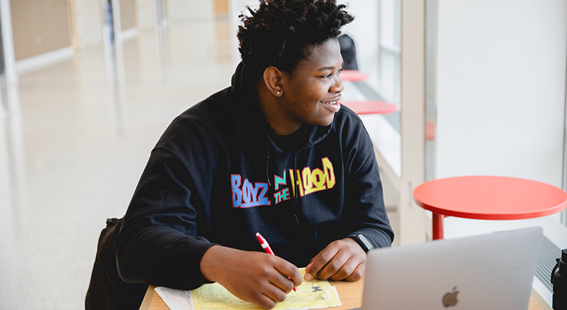 Student at Normandale's campus