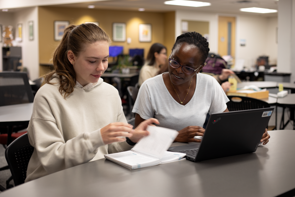 Students at the writing center