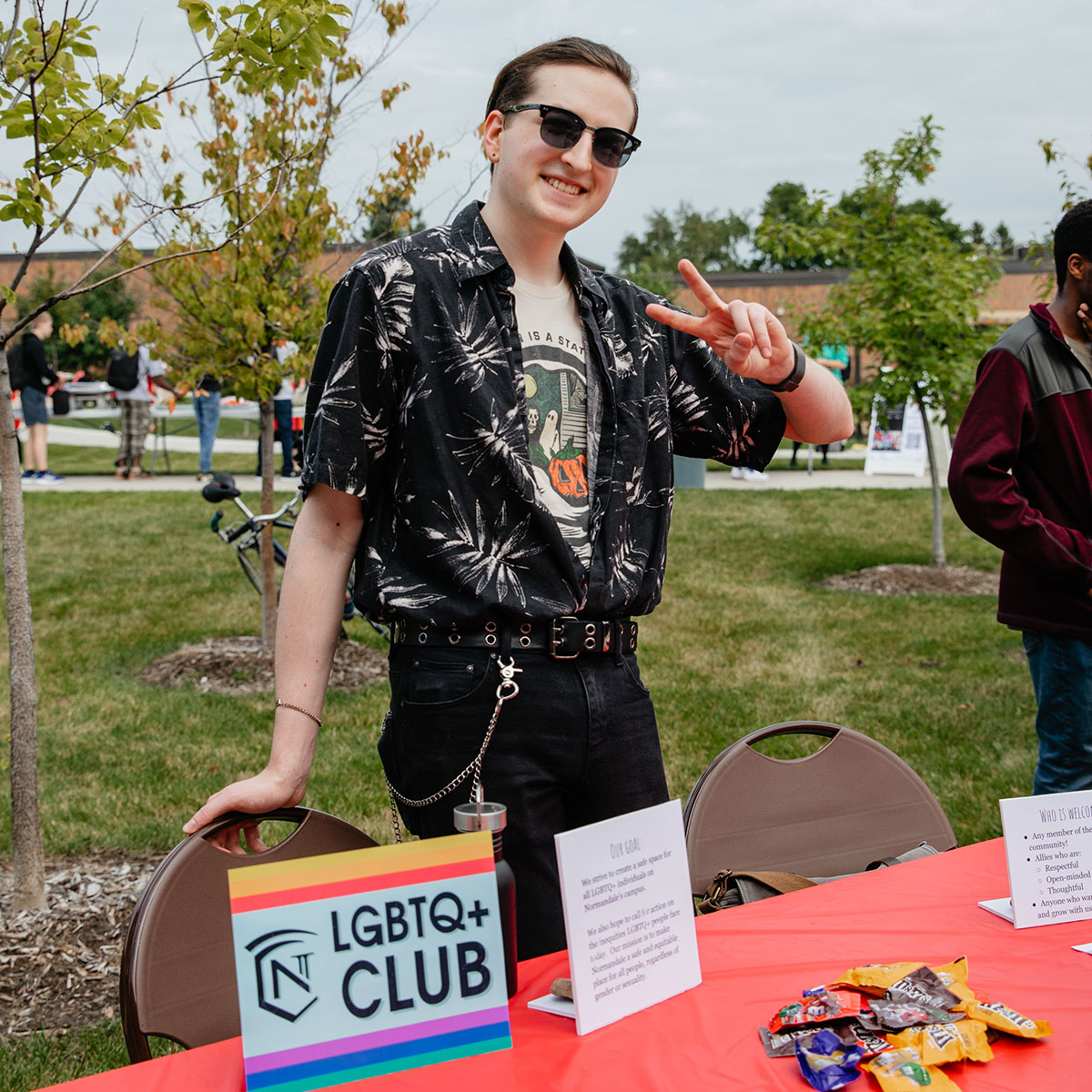 Image of student representing one of the Normandale community college clubs and organizations. 